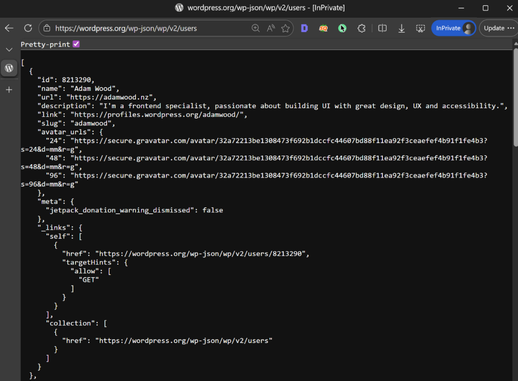 wordpress users publicly visible via REST API